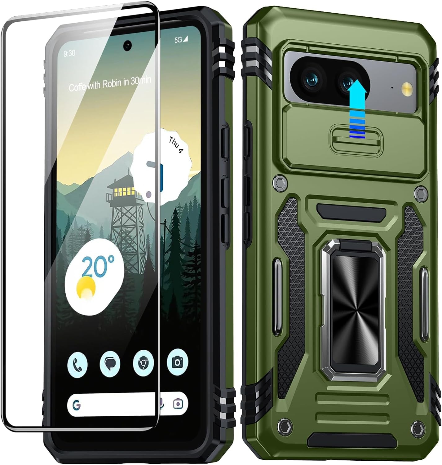 ANTSHARE for Google Pixel 8 Case Clear, Pixel 8 Case with [16FT Military Grade Drop Protection][Non-Yellowing], Slim Fit Case for Pixel 8 Phone 2023 - Crystal Clear  ANTSHARE Olive Green Google Pixel 8 