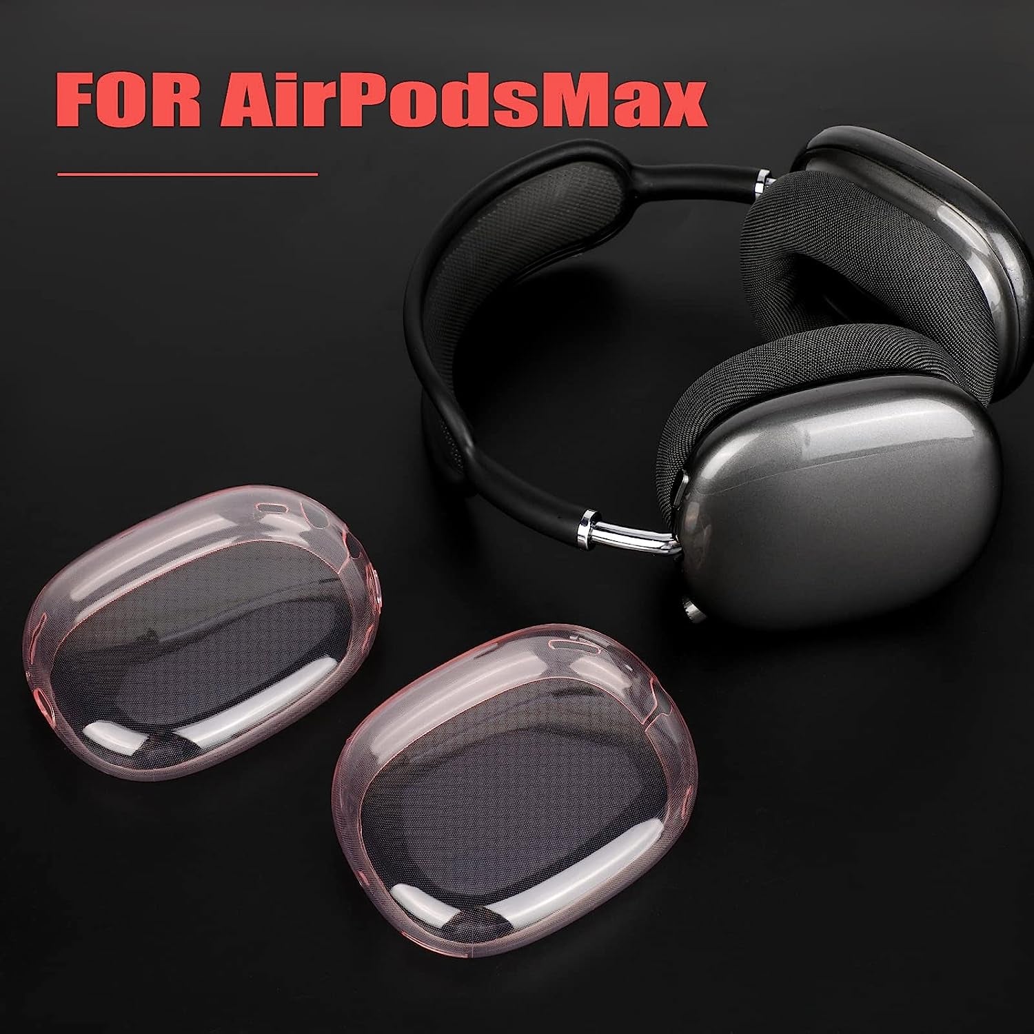 OOTSR Clear Case Cover for Airpods Max, Soft TPU Clear Anti-Scratch Protective Cover for Airpod Max,Transparent Accessories Skin Protector for Airpods Max Headphones（Pink）  OOTSR   