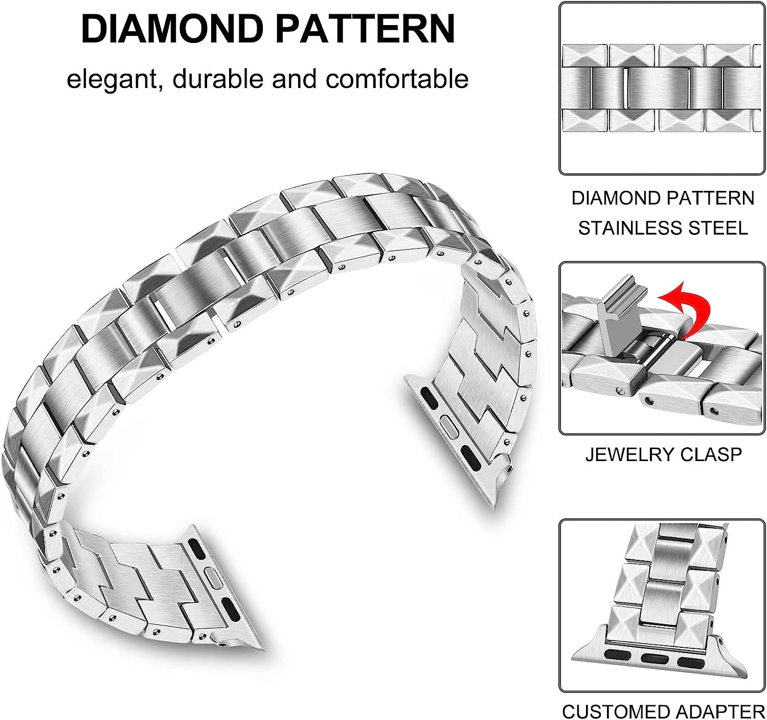 Trumirr Band for Apple Watch Series 8 7 SE (2Nd Gen) 40Mm Starlight Women, Fine Stainless Steel Watchband Replacement Strap for Iwatch SE Series 8 7 6 5 4 3 2 1  TRUMiRR   