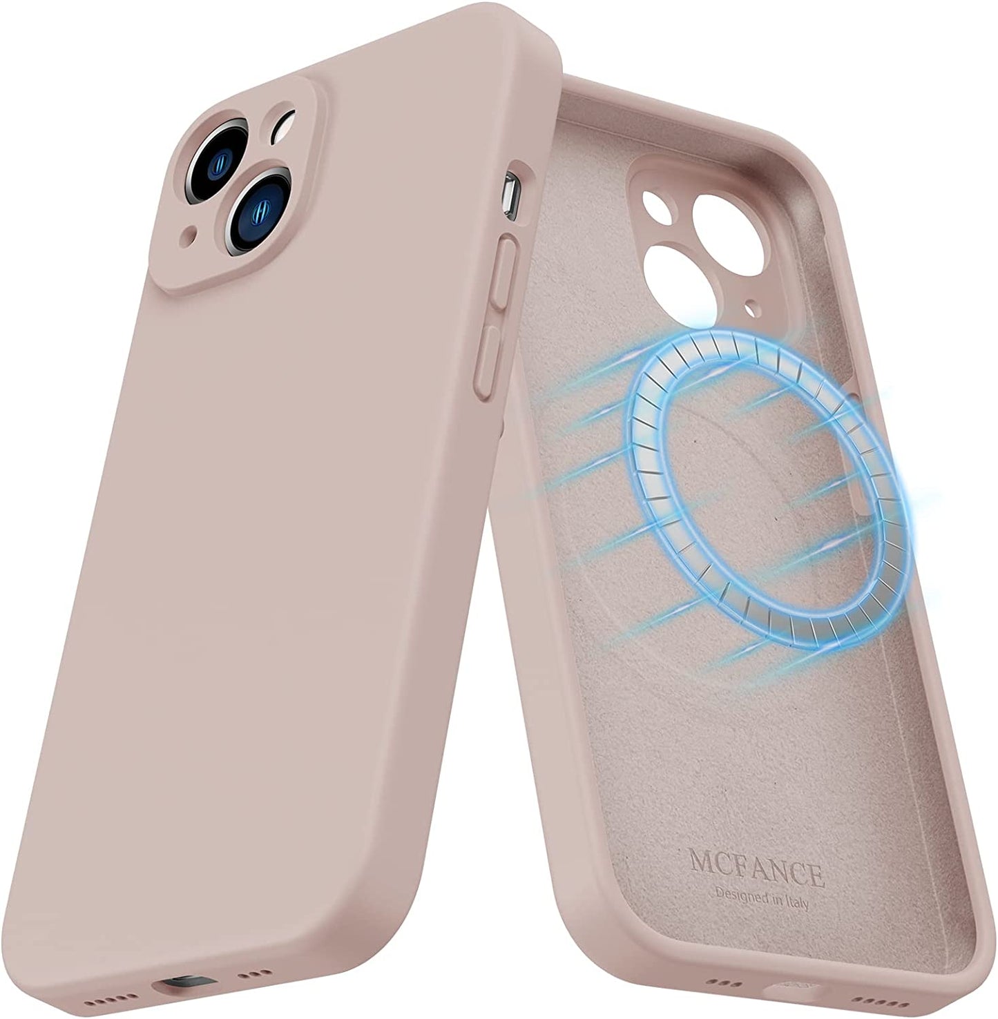 MCFANCE Silicone Magnetic Case for Iphone 14 plus Magsafe Case Silicone Phone Case with Microfiber Lining for Iphone 14 plus 6.7 Inch 2022, Darkgrey  MCFANCE Pinksand  