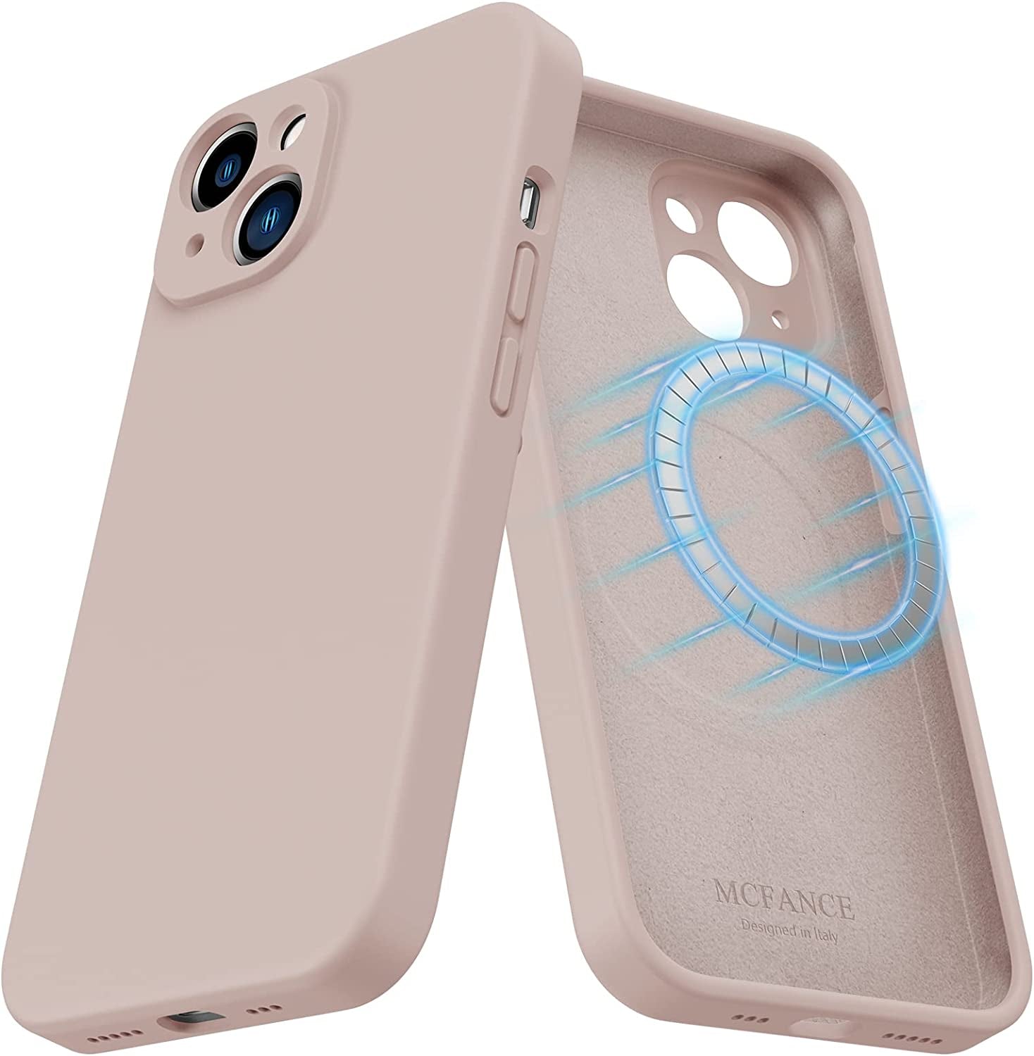 MCFANCE Silicone Magnetic Case for Iphone 14 plus Magsafe Case Silicone Phone Case with Microfiber Lining for Iphone 14 plus 6.7 Inch 2022, Darkgrey  MCFANCE Pinksand  