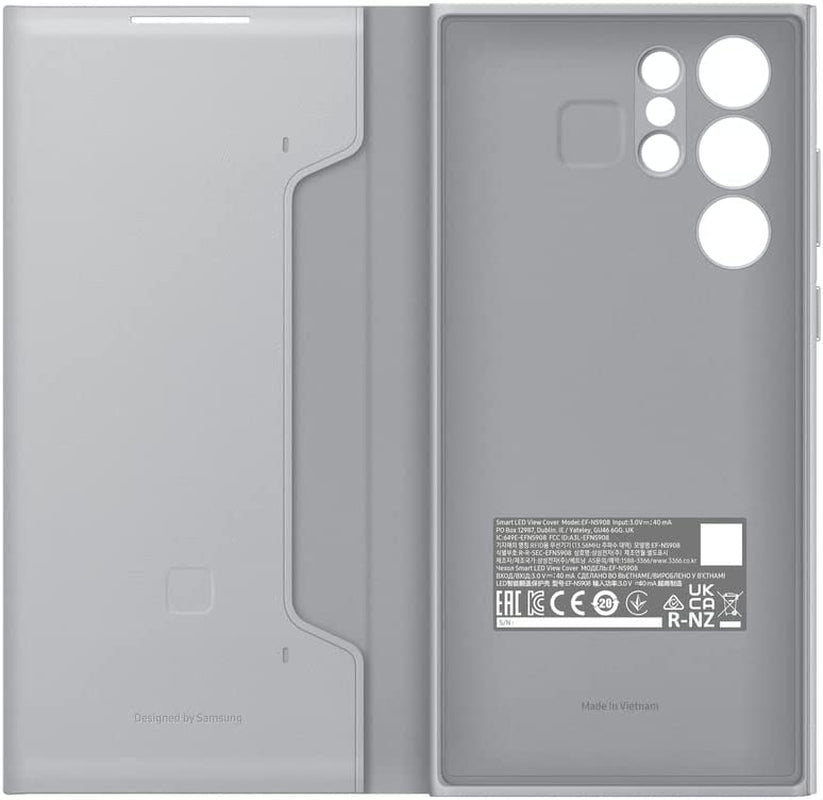 Samsung Galaxy S22 Ultra LED View Cover, Protective Phone Case, Tap Control, Card Pocket, Customizable, Shockproof, US Version, Light Gray, (EF-NS908PJEGUS)  Samsung   