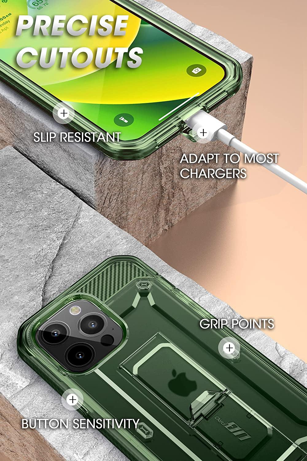 SUPCASE Unicorn Beetle Pro Case for Iphone 14 Pro Max 6.7", with Built-In Screen Protector & Kickstand & Belt-Clip Heavy Duty Rugged Case (Frostgreen)  SUPCASE   