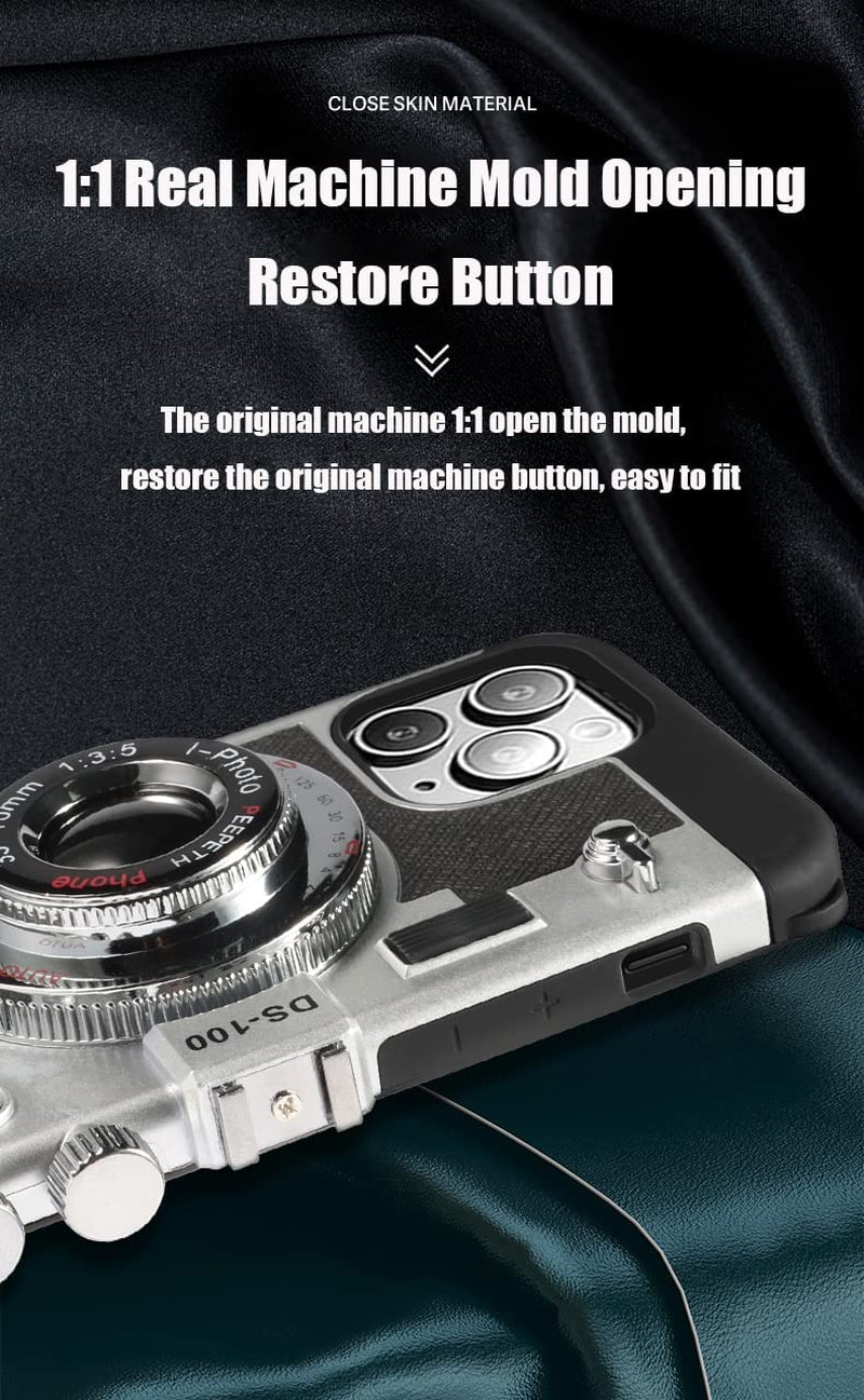 Yatchen Emily in Paris Phone Case for Iphone 13 Cute 3D Vintage Camera Phone Case with Lanyard Adjustable Shoulder Strap Unique Cool Silicone PC Case for Iphone 13 Girls Women Black  Yatchen   