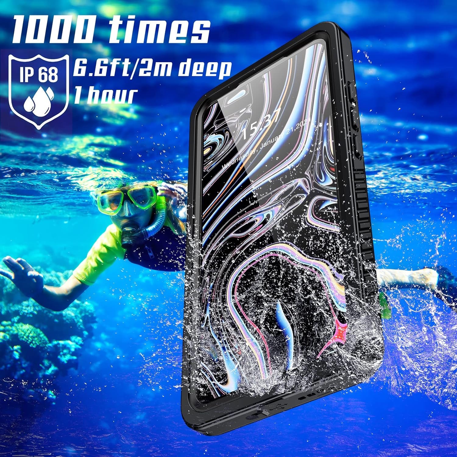 Joytra for Samsung Galaxy S22+ plus Case,S22 plus Case with Screen Protector,Ip68 Waterproof Shockproof Dirtproof Sandproof Full Body Heavy Duty Protective Case for S22 plus 5G 6.6 Inches (Black)  Joytra   