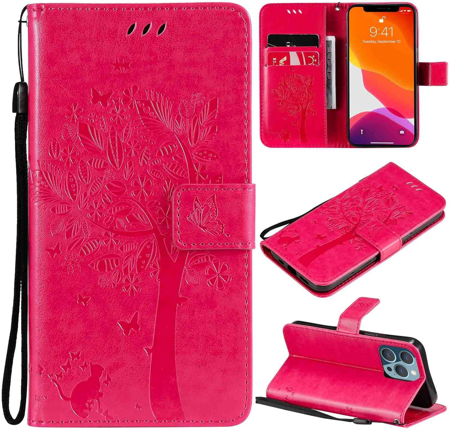 Fansipro Phone Cover Wallet Folio Case for LG G7 THINQ, Premium PU Leather Slim Fit Cover for G7 THINQ, 2 Card Slots, Exactly Fit, Gray  Fansipro Rose Red  