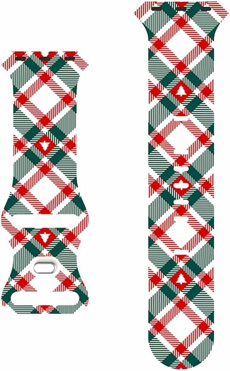 Breathable Christmas Pattern Bands Compatible with Apple Watch 42Mm 44Mm 45Mm M/L,Girls Women Men Colorful Soft Silicone Wristband Strap for Iwatch SE & Series 8/7/6/5/4/3/2/1 (Christmas Plaid)  HYHMXB   