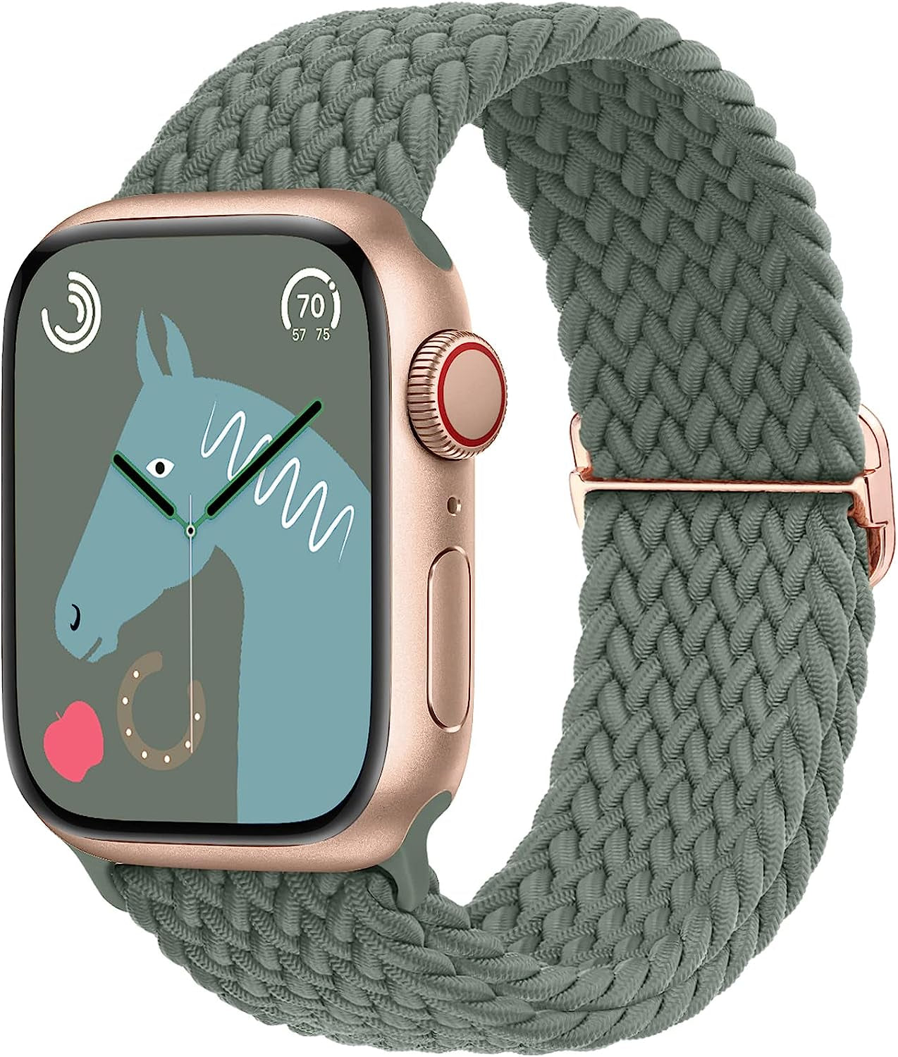 Transjoy Braided Stretchy Adjustable Watch Band for Apple Watch Band 38Mm 40Mm 41Mm 42Mm 44Mm 45Mm for Women Men, Soft Nylon Elastic Straps Solo Loop Wristbands for Iwatch Series 8 7 6 SE 5 4 Ultra  TransJoy Pine Green 42MM/44MM/45MM/49MM 