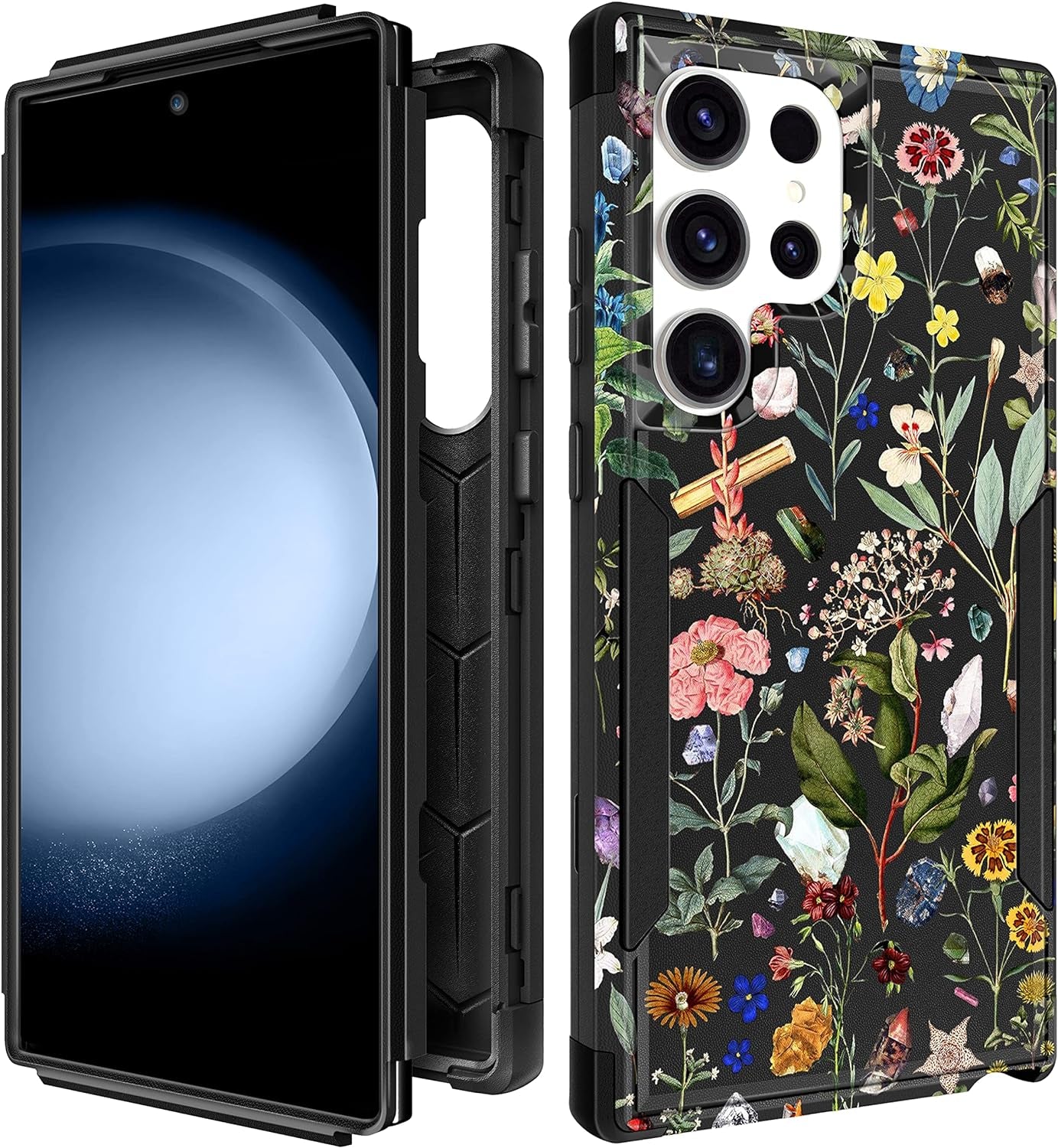 Plakill for Samsung Galaxy S22 Ultra Case Heavy Duty Protective Designer Strawberry Drop Tested Cute Cases for Men Women Girls Shockproof Protection Rugged Bumper Phone Cover for S22 Ultra 6.8"  Plakill Various Flowers  