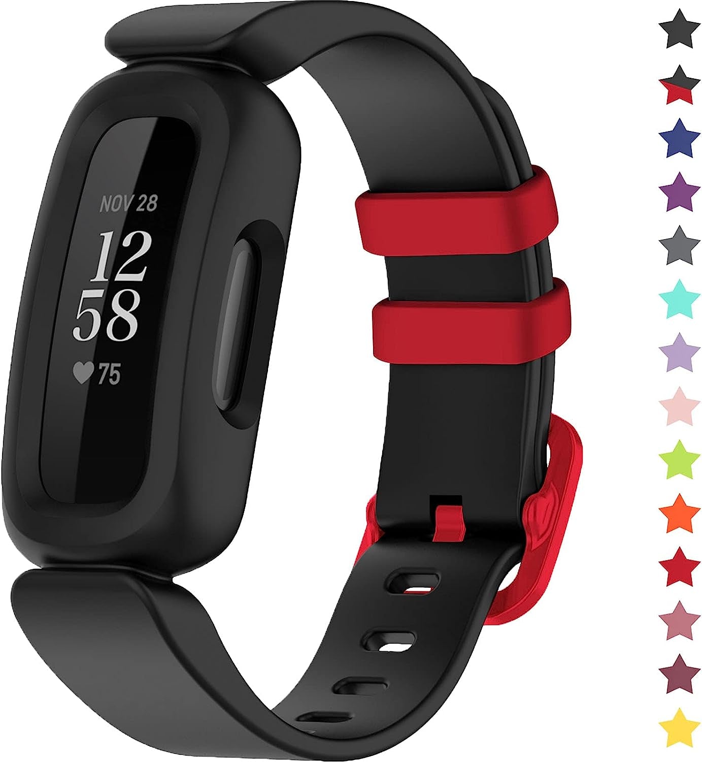 Topperfekt Bands Compatible with Fitbit Ace 3 for Kids, Soft Silicone Waterproof Bracelet Accessories Sports Watch Strap Replacement for Fitbit Ace 3 Boys Girls  TopPerfekt Black/Racer Red  