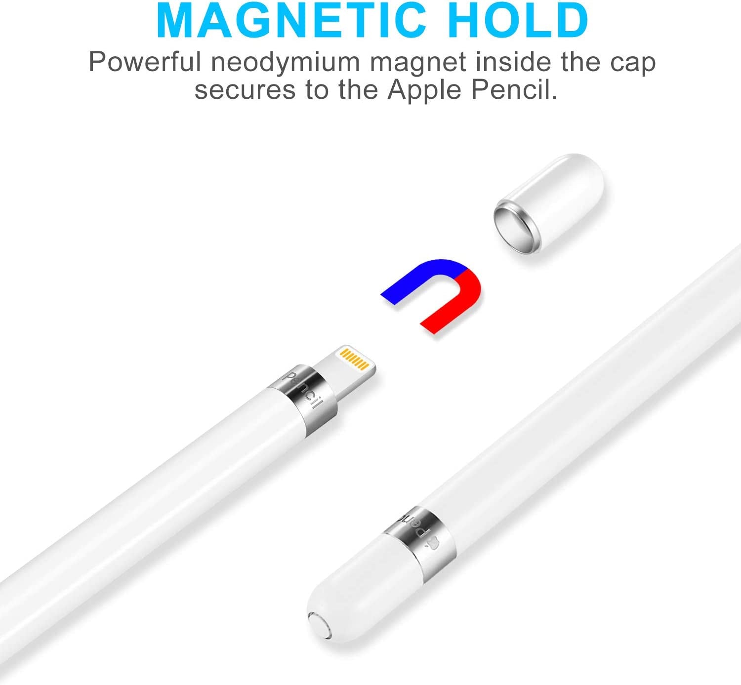 Hiicopa Magnetic Replacement Cap for Apple Pencil 1St Generation - with Silicone Protective Cap Holder (White)  HIETON   