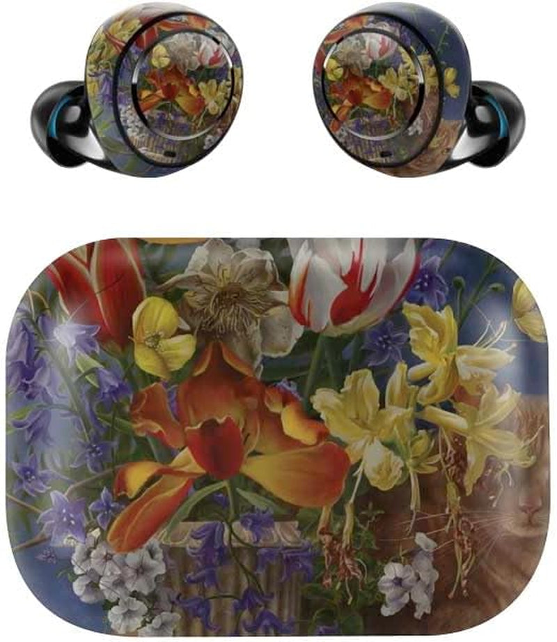 Skinit Decal Skin Compatible with Echo Buds - Officially Licensed Nene Thomas Tabby Cat with Flowers by Nene Thomas Design  Skinit   