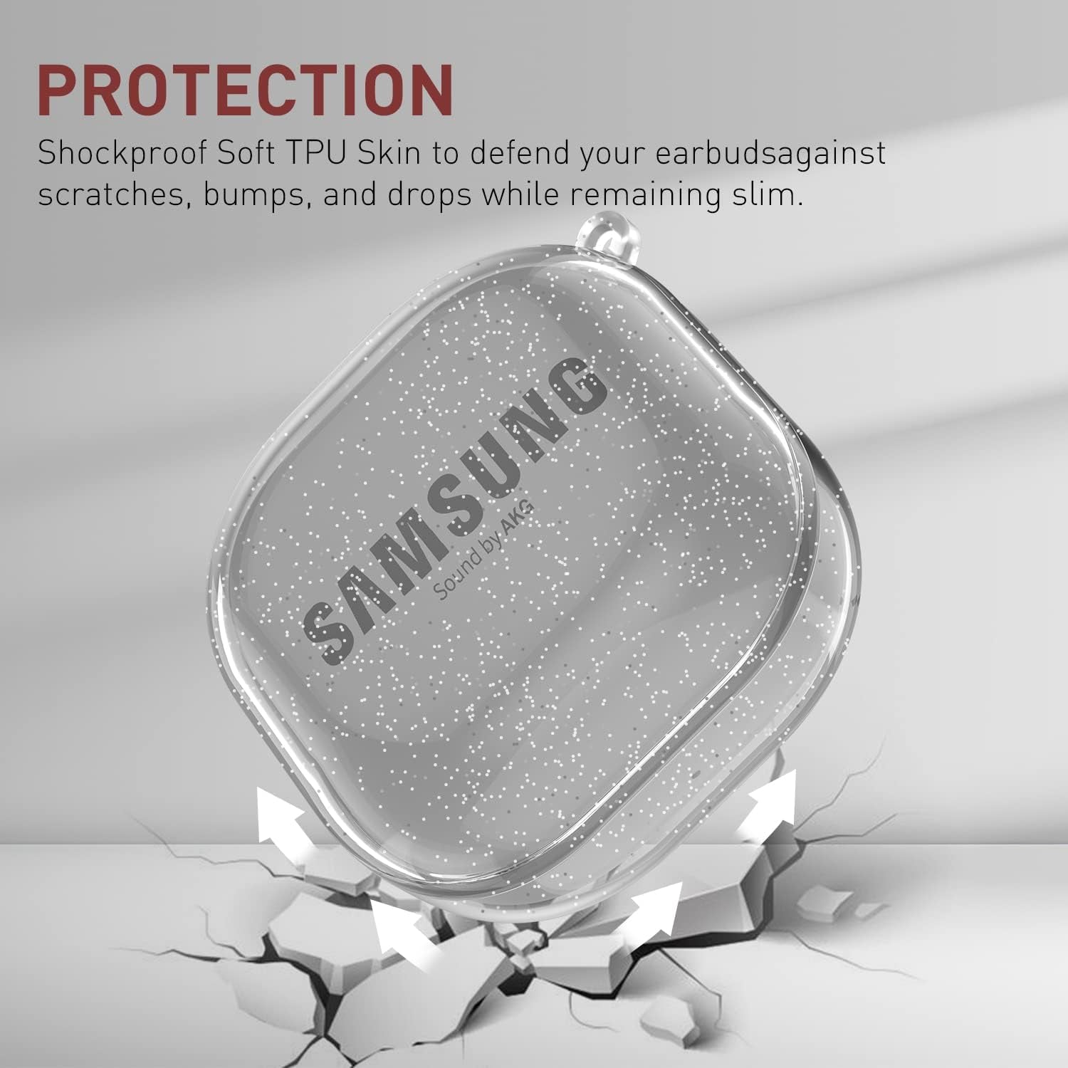 AIIKO Compatible Galaxy Buds 2 Pro Case 2022/Galaxy Buds 2/Pro Case 2021 /Galaxy Buds Live Case 2020 Clear Soft TPU Shockproof Case Protective Cover for Samsung Earbuds with Keychain - Glitter Black  AIIKO   