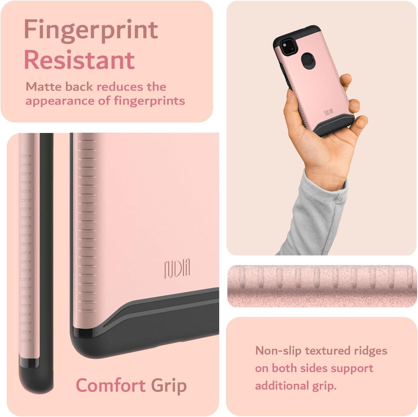 TUDIA Dualshield Designed for Google Pixel 4A Case, [Merge] Shockproof Dual Layer Military Grade Drop Protection Slim Protective Case Cover - Rose Gold  TUDIA   