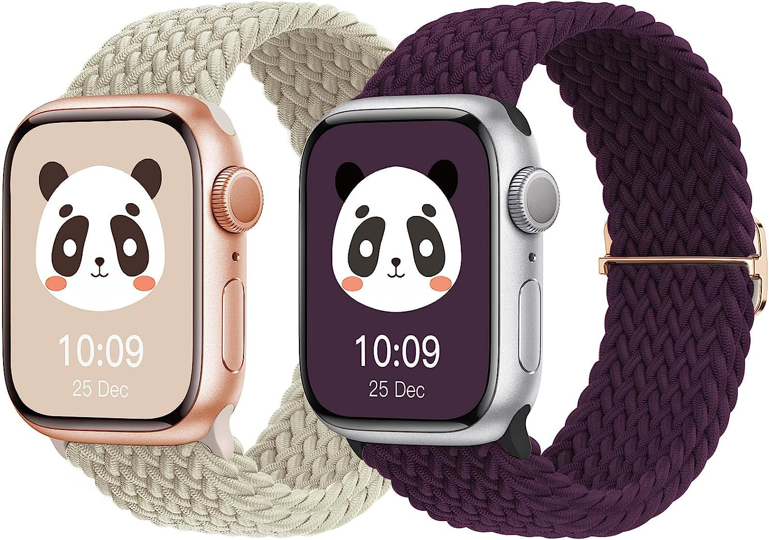 𝟐 𝐏𝐚𝐜𝐤 Stretchy Braided Compatible with Apple Watch Band 44Mm 45Mm 38Mm 40Mm 41Mm 42Mm 49Mm for Women Men, Adjustable and Comfortable Sport Wristbands for Iwatch Series 8 7 6 5 4 3 2 1 SE Ultra  KingofKings Beige/Cerise Cherry 38mm/40mm/41mm 