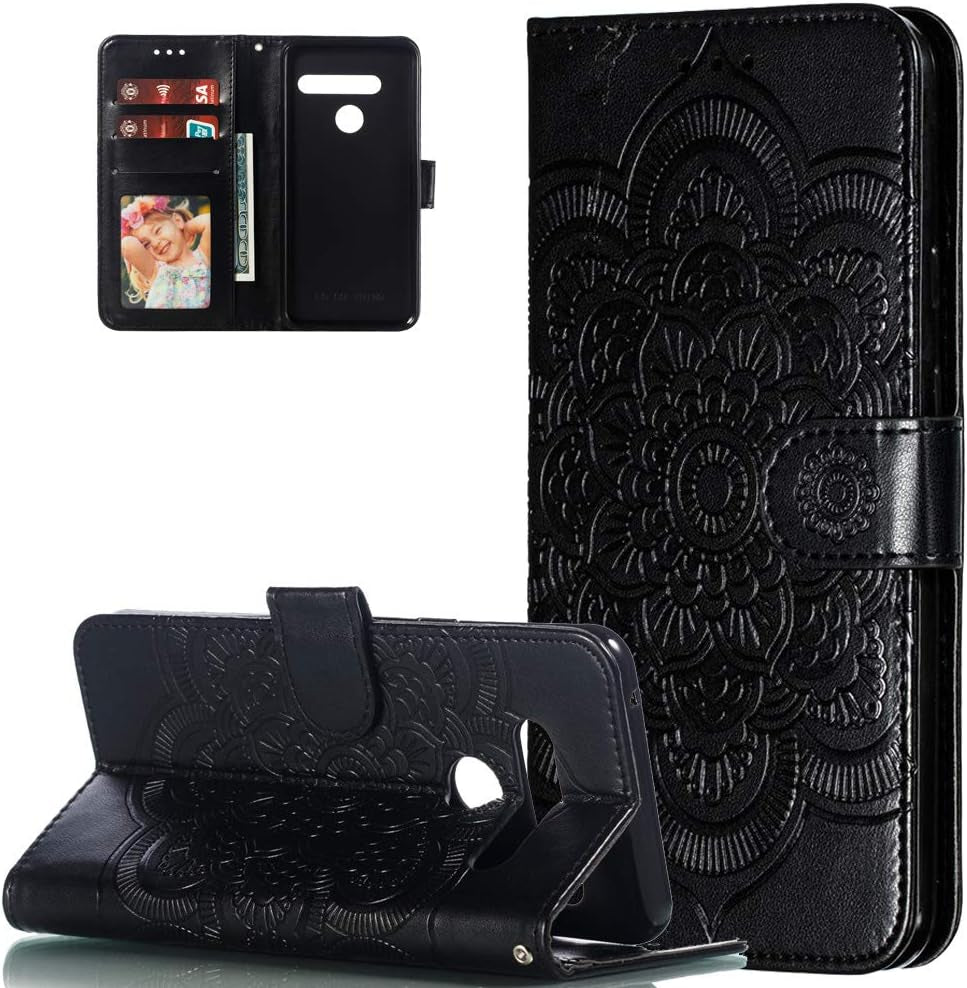 Asdsinfor LG G8 Case Full Stylish Advanced Embossing Wallet Case Credit Cards Slot with Stand for PU Leather Shockproof Flip Magnetic Case for LG G8 / G8S / G8 Thinq Sunflower Black LD  Asdsinfor   