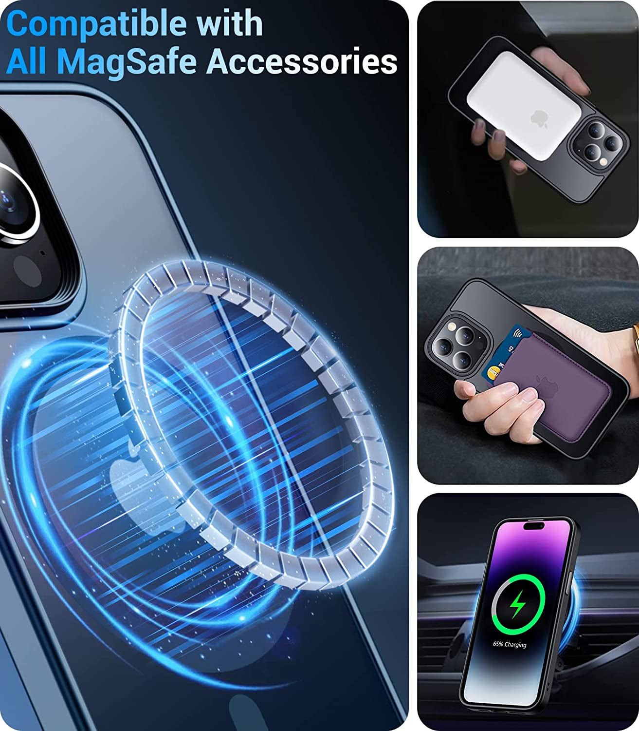 Temdan Magnetic Case for Iphone 14 Pro Max Case, [Compatible with Magsafe] [2Pcs Tempered Glass Camera Protector & Screen Protector] Slim Translucent Matte Shockproof Case for Iphone 14 Pro Max 6.7"  Temdan   