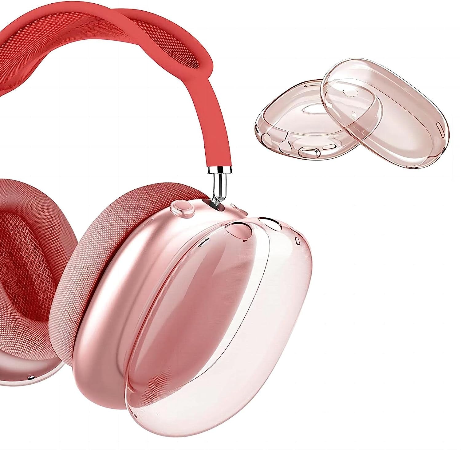 AIDERLOT Airpods Max Clear Cover Case,Cute Skull and Flowers Design,Clear Soft TPU Skin Case Compatible Airpods Max,Transparent Protective Cover for Apple Airpods Max(Pink  AIDERLOT Clear Pink  