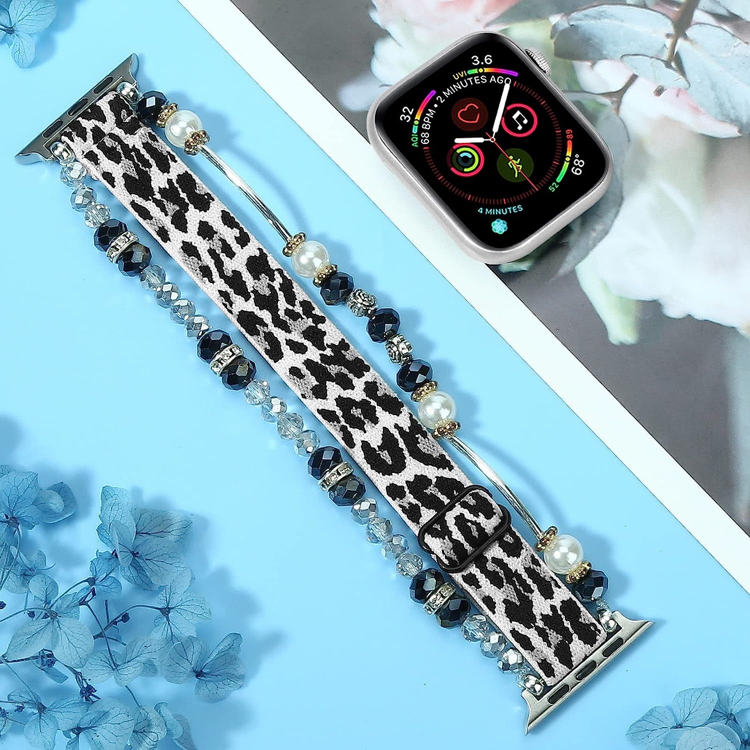 LHXYUO Beaded Bracelet Compatible for Apple Watch Band 38Mm 40Mm 41Mm 42Mm 44Mm 45Mm 49Mm for Women Fashion Cute Handmade Elastic Stretch Strap for Iwatch Ultra SE Series 8 7 6 5 4 3 2 1  LHXYUO   