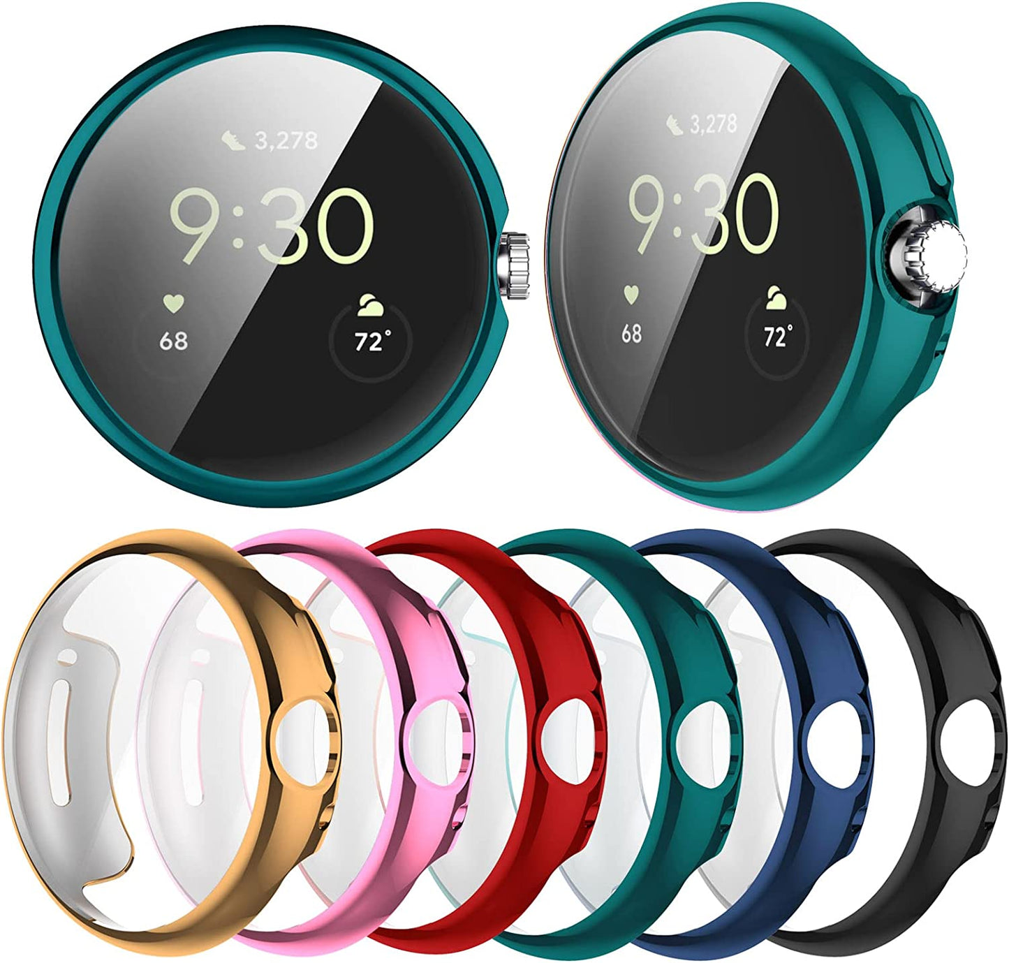 Wugongyan Screen Protector Case Compatible with Google Pixel Watch 2/Pixel Watch Soft TPU Plated Slim Full Protective Cover Accessories for Pixel Watch1/2(6-Pack Brilliant Colors,Pixel Watch1/2)  Wugongyan 6-Pack Brilliant Colors Only Pixel Watch 1 