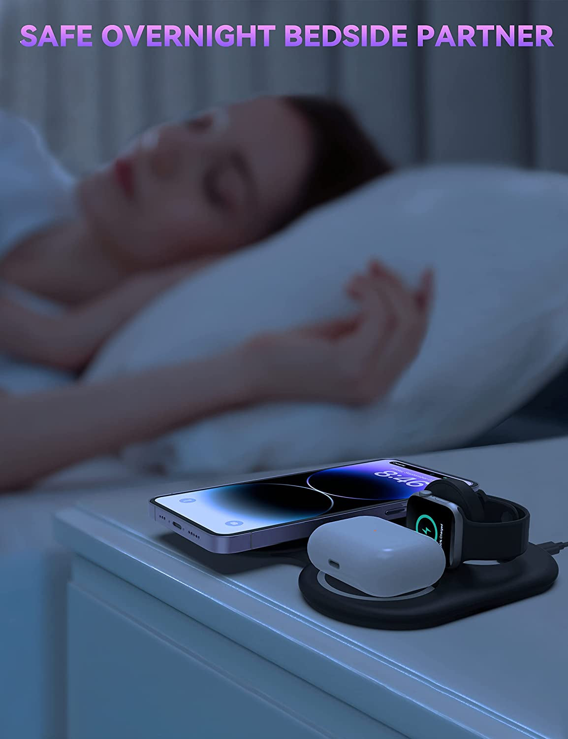 Consasy Magnetic Wireless Charger, Foldable Wireless Charger 3 in 1 Charging Station for Multiple Devices, Travel Charger for Iphone 14 13 12 Series, Airpods 3/2/Pro, Iwatch 2-Ultra(Adapter Included)  Consasy DongGuanShi WeizhiChuang Technology   