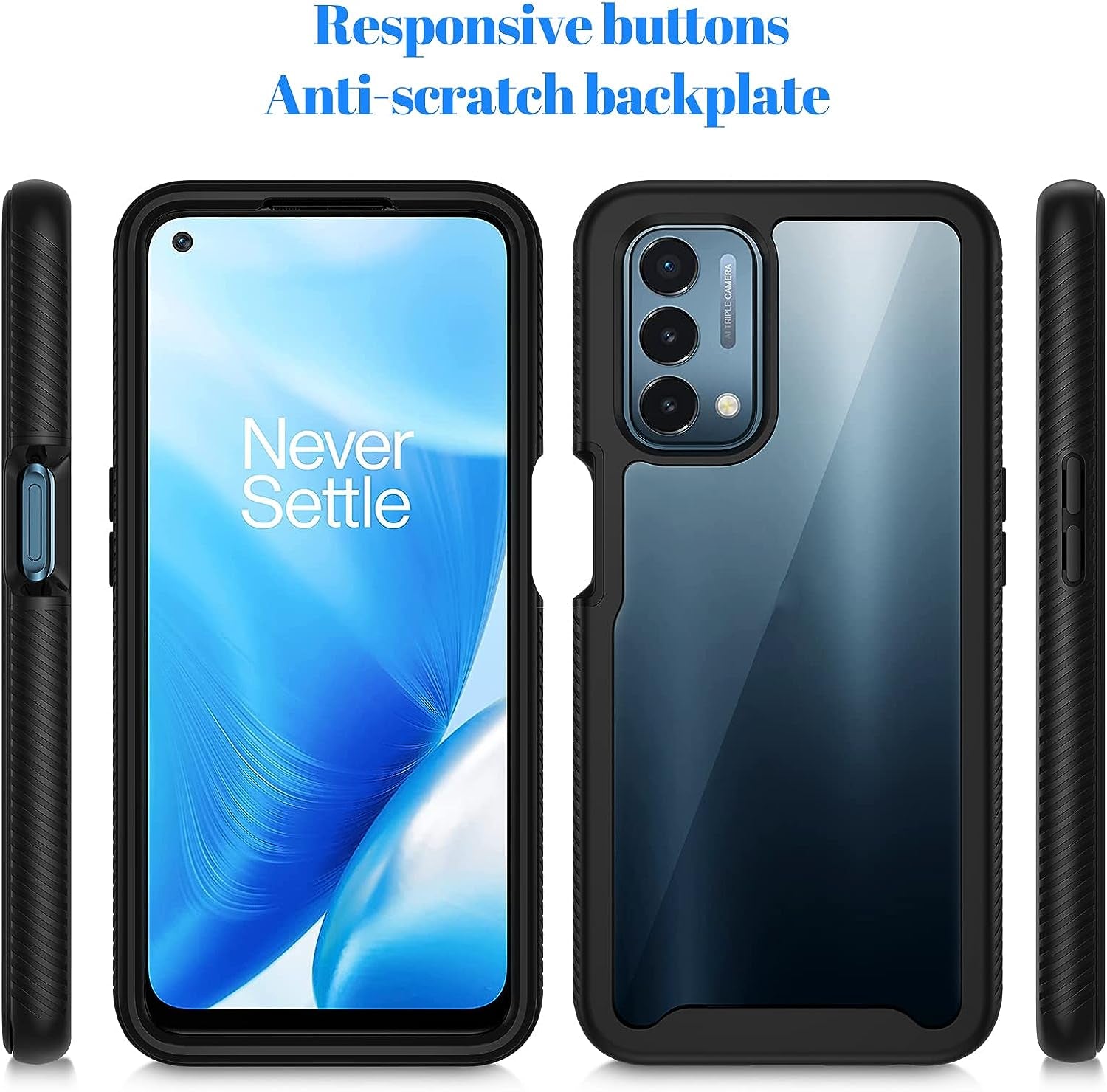 Seacosmo Case for Oneplus Nord N200 5G, Full Body Shockproof Cover [With Built-In Screen Protector] Slim Fit Bumper Protective Case for 1+ Nord N200 5G, Black/Clear  seacosmo   