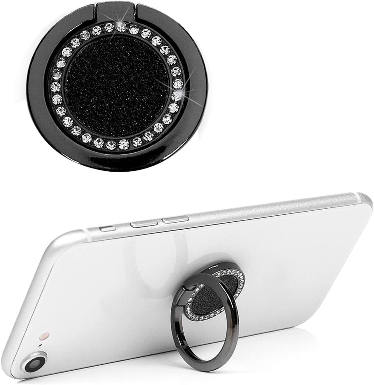 Mavis'S Diary Bling Cell Phone Ring Stand Holder, Universal 360 Rotation Metal Buckle Tablet Finger Grip Kickstand Compatible with Iphone Galaxy LG Google Moto All Smartphones(Silver)  Mavis's Diary Black  