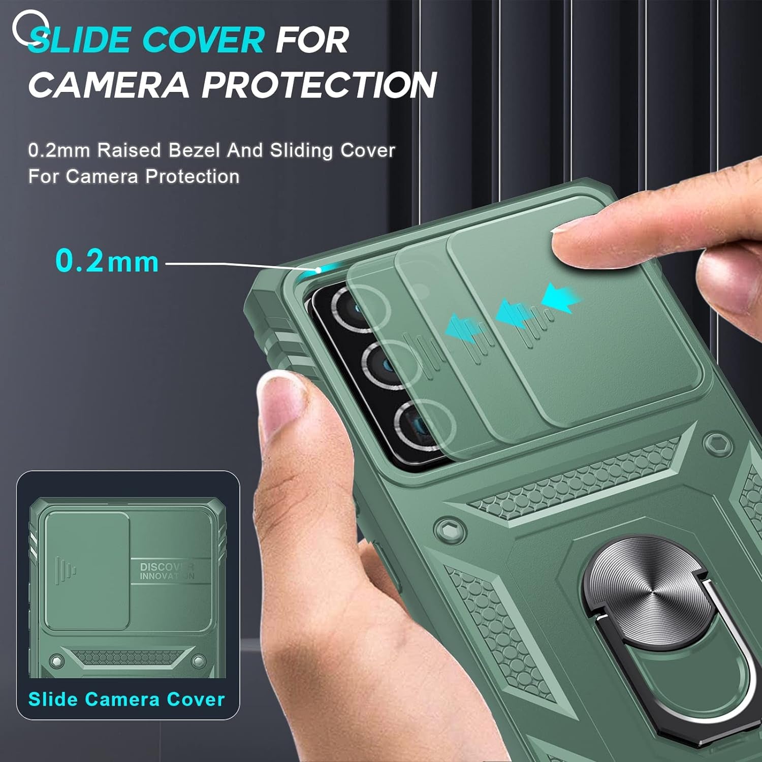 Leyi for Samsung Note 20 Ultra Case: Note 20 Ultra Case [Not for Note 20], 360 Full Body Military-Grade Phone Case with Slide Camera Cover & Metal Ring Heavy Duty Protective Case Note 20 Ultra, Green  LeYi   