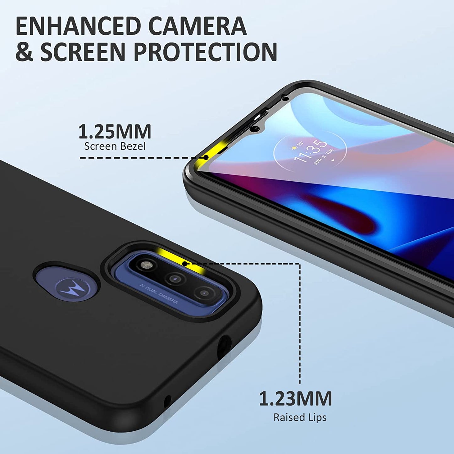 PUJUE for Motorola Moto-G Pure Phone Case: G Play 2023 | G Power 2022 Silicone Matte Case 360 Full Protection - Rugged Bumper Durable Shockproof Drop Protective TPU Cell Phone Cover Woman Men (Black)  PUJUE   