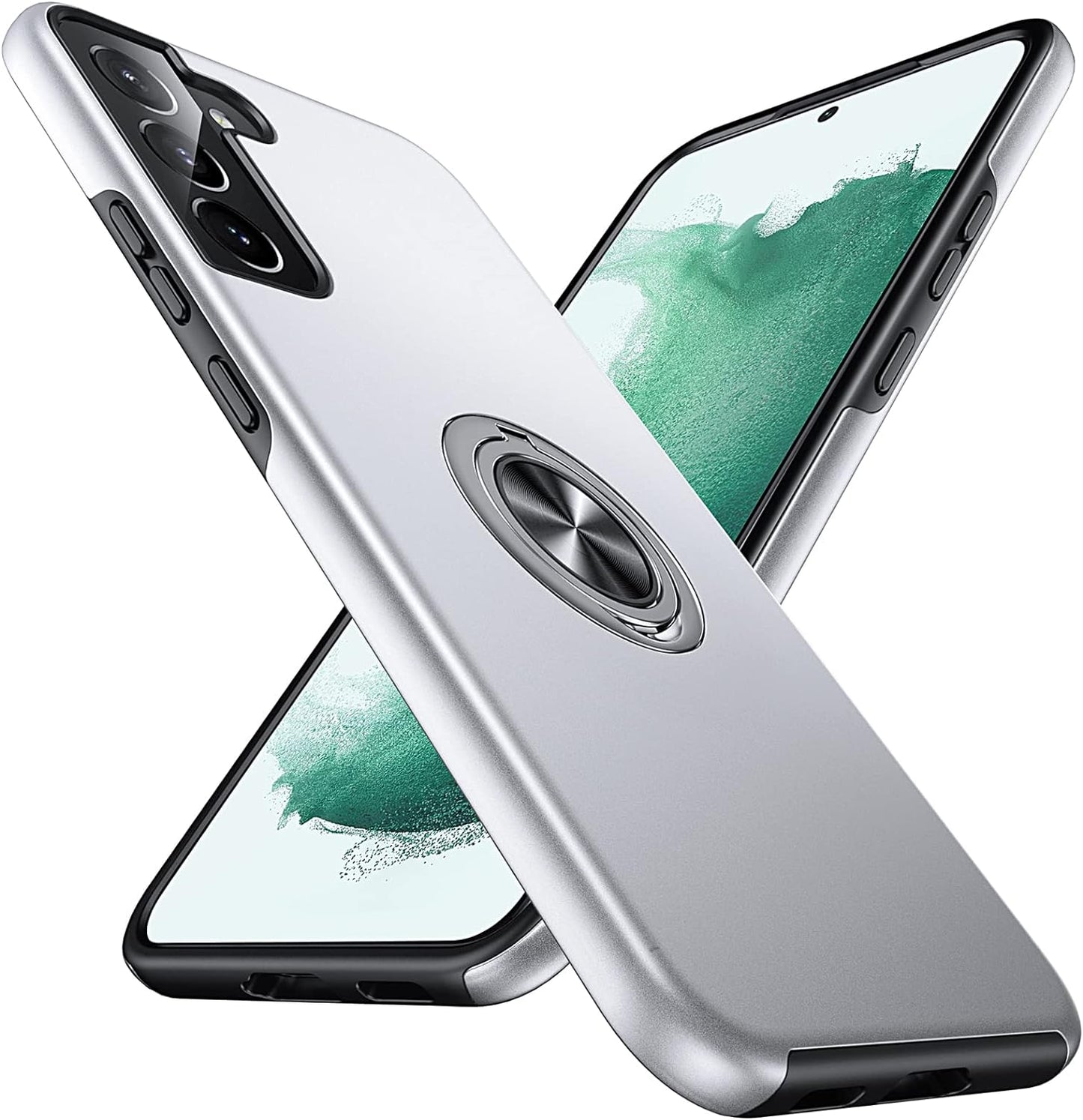 Anqrp Hidden Series Galaxy S22 plus Case 5G,[Heat Dissipation][No Fall-Off Kickstand] 360°Metal Ring, 15Ft Military Grade Shockproof Phone Case for Samsung Galaxy S22 plus 6.6 Inch, Purple  Anqrp Silver  