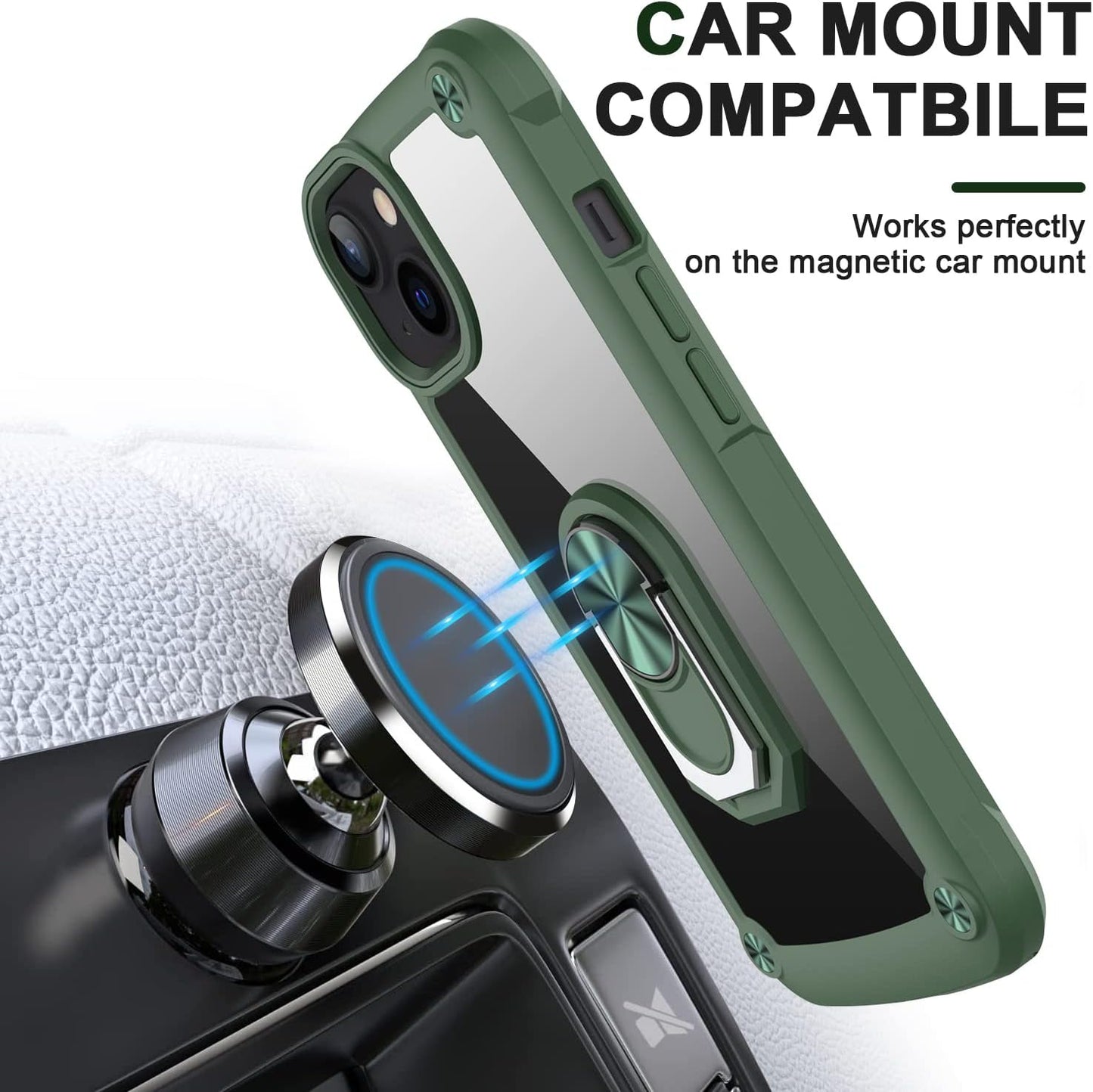 AUPAI Iphone 14 plus Case with Screen Protector,Iphone 14 plus Cover Crystal Clear Anti-Yellow Heavy Duty Acrylic Protective Phone Case with Magnetic Kickstand for Apple Iphone 14 Plus,Green  AUPAI   