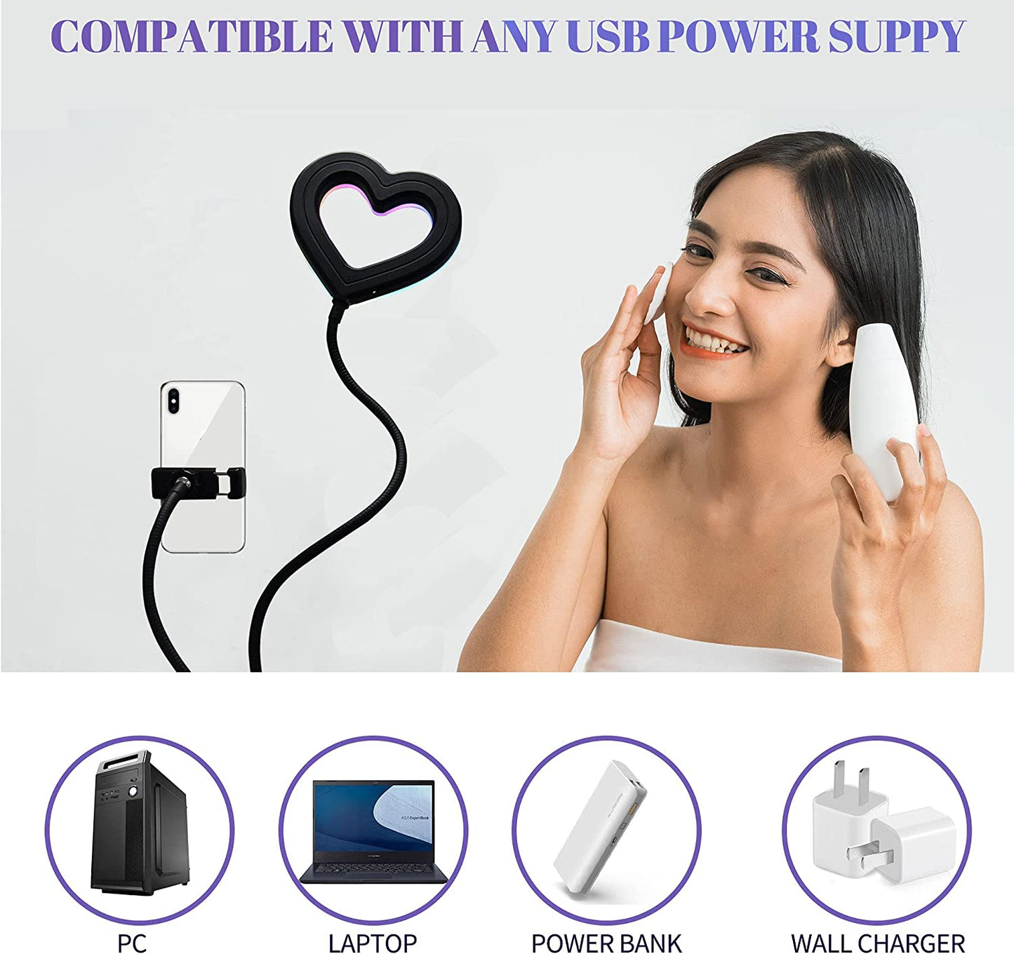 Orionstar 6" Ring Light with Holder for Phone, Selfie Ring Light with Flexible Gooseneck Stand and Clip for Desk, Adjustable LED Brightness, 3+32 RGB Modes, Live Stream, Video, Photography  Orionstar   