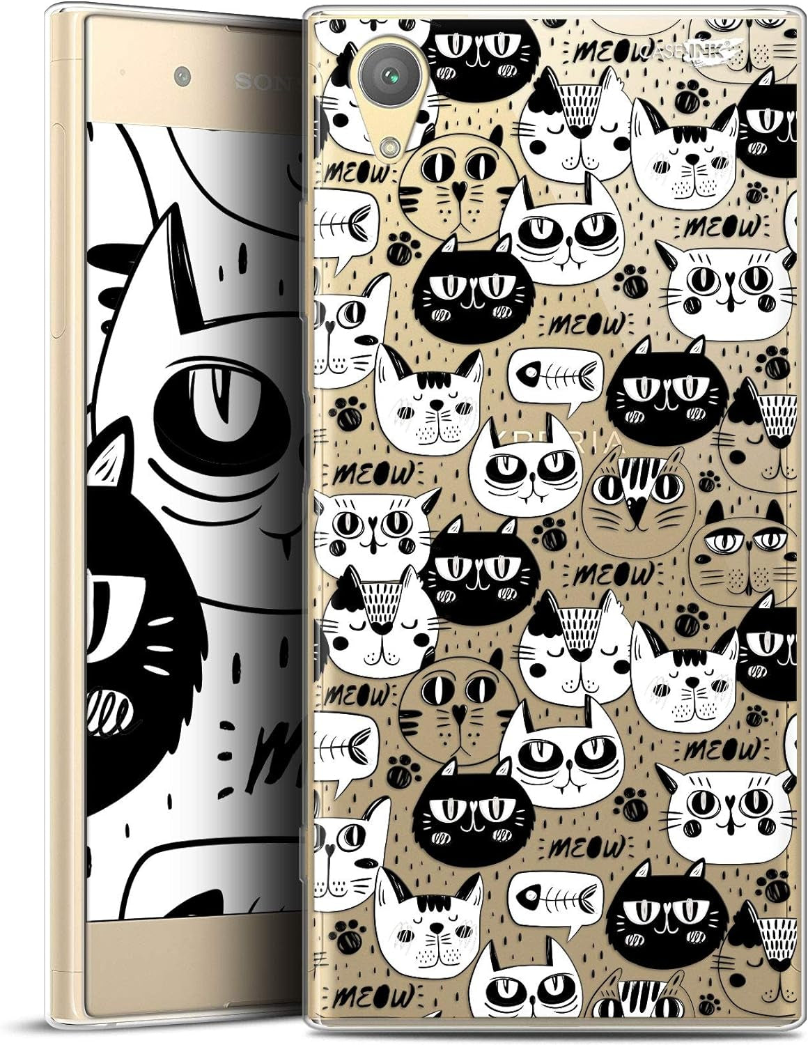 Sony Xperia XA1 plus 5.5" Case, Ultra Slim Black Rabbit Phone Case Cover  Clubcase SARL Chat Noir Chat Blanc Sony Xperia Xa1 Plus 