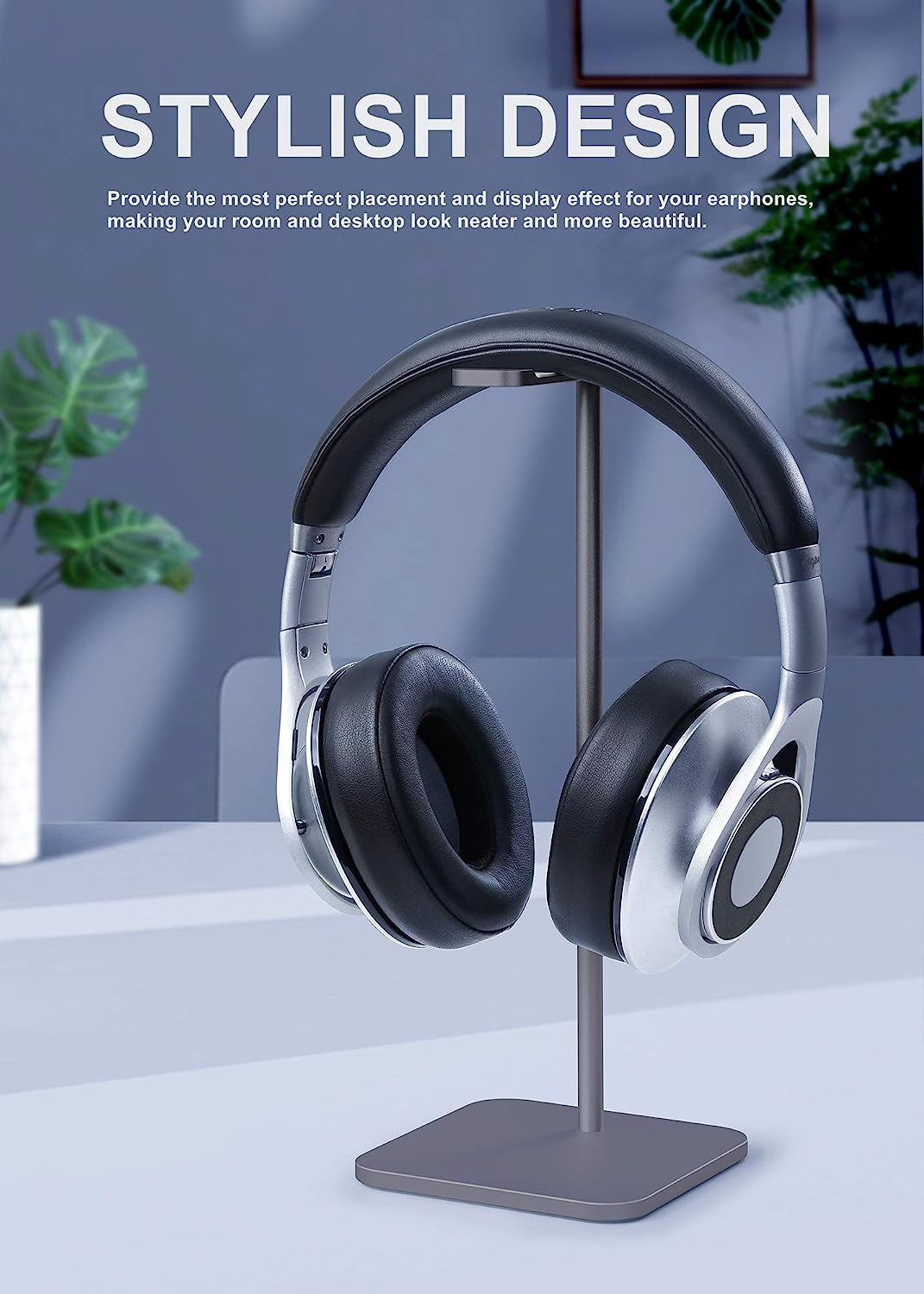 Aluminum Headphones Stand Holder, Suitable for Headphone Display Stands of All Gaming Headsets and Wireless Headset Sizes (Space Gray)  MHQJRH   