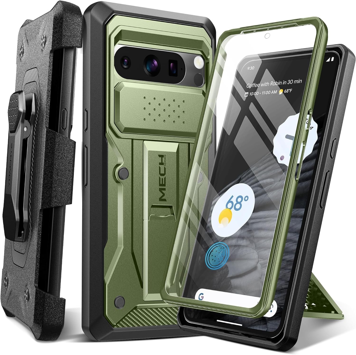 TONGATE for Pixel 8 Pro Case(2023), [Bulit-In Slide Camera Cover & Screen Protector] Military Grade Shockproof Rugged 5G Phone Case with Kickstand & Belt Clip for Google Pixel 8 Pro 6.7", Green  TONGATE   