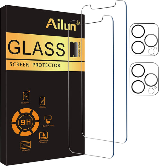 Ailun 2Pack Screen Protector Compatible for Iphone 12 Pro[6.1 Inch] + 2 Pack Camera Lens Protector,Tempered Glass Film,[9H Hardness] - HD  Ailun   