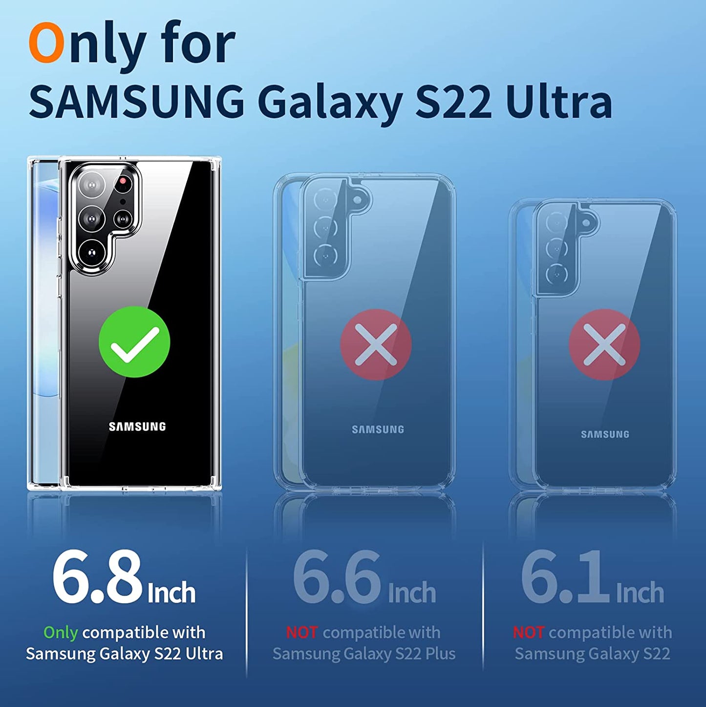 Meifigno Crystal Clear Case for Galaxy S22 Ultra - 6.8 Inch, 20X Anti-Yellow, Military-Grade Protection, Soft Bumper, Natural Series  Meifigno   