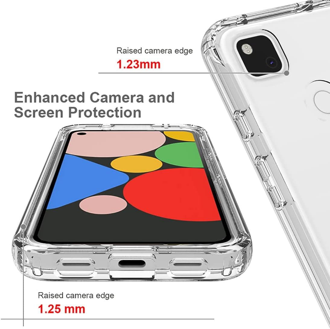 Vavies Compatible with Google Pixel 4A (Not Fit 4A 5G) G025J Case with Tempered Glass Screen Protector, Full Body Shockproof Clear Flexible Protective Cover Cases for Google Pixel 4A (Clear)  Vavies   