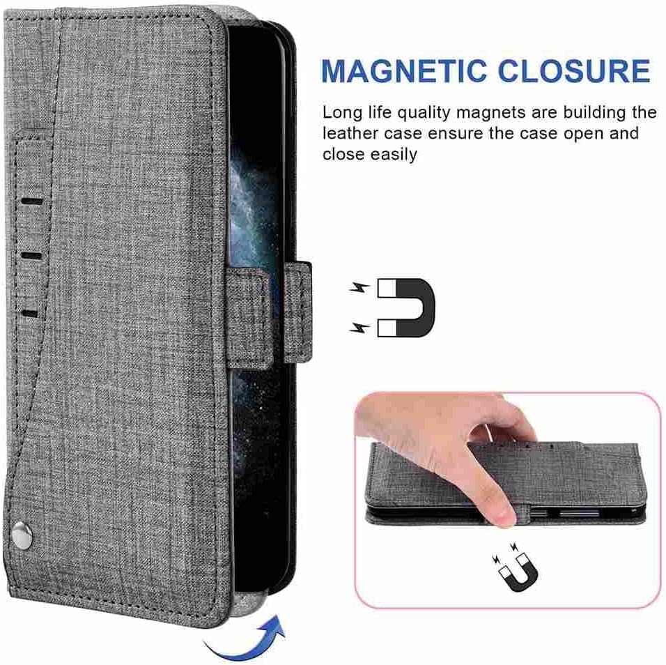 DIIGON Phone Cover Folio Wallet Case for LG G8, Premium PU Leather Slim Fit Cover for LG G8, 1 Photo Frame Slot, Prevent Dust, Gray  DIIGON   