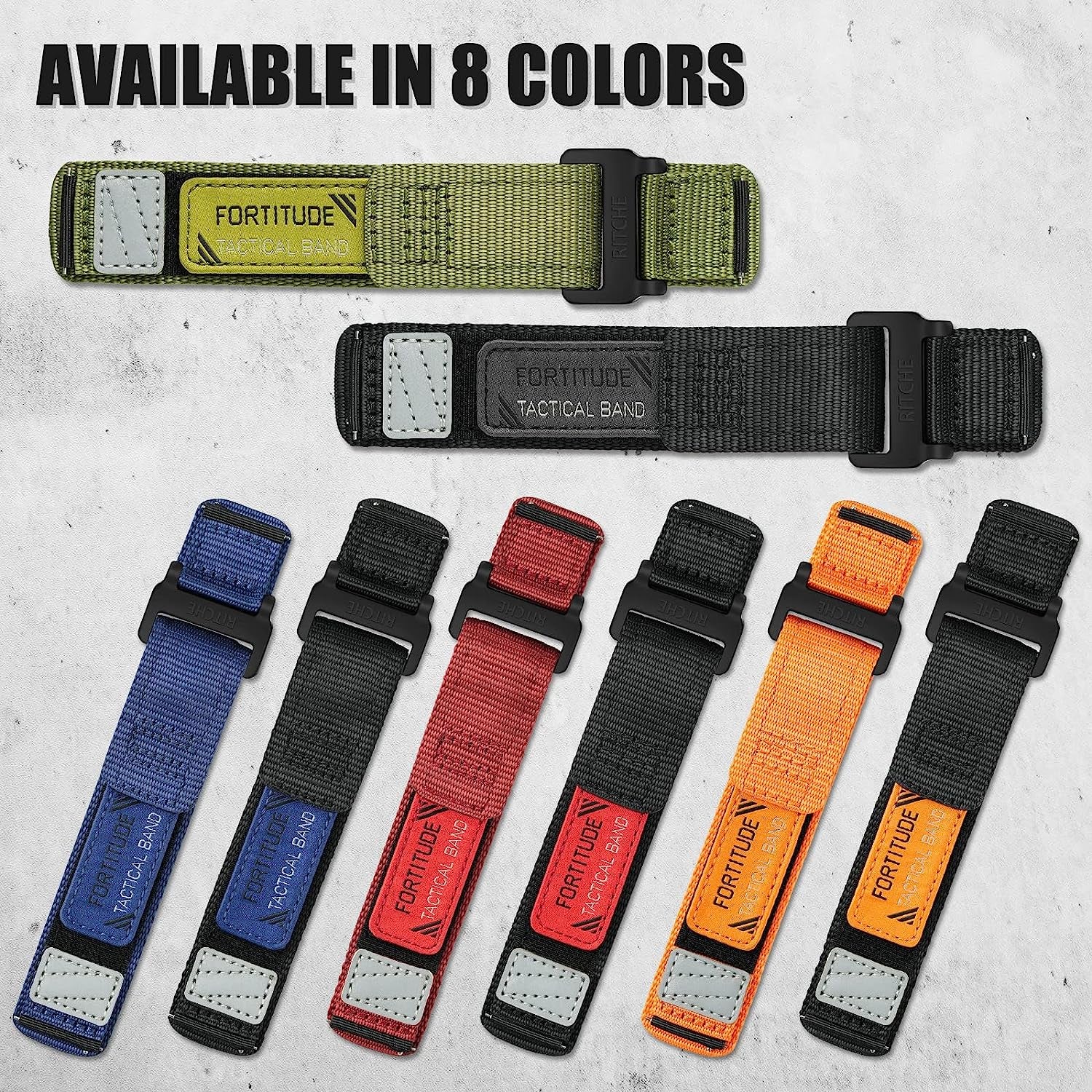20Mm Quick Release Nylon Rugged Sports Watch Band for Men Compatible with Samsung Galaxy Watch 4/5 Band/Active 2 Watch Bands 40Mm 44Mm/Galaxy Watch 5 Pro Band 45Mm/Watch  41Mm/Watch 4 Classic 42Mm 46Mm Black/Navy Blue/Crimson Red/Pumpkin Orange/Army Green  Ritche   