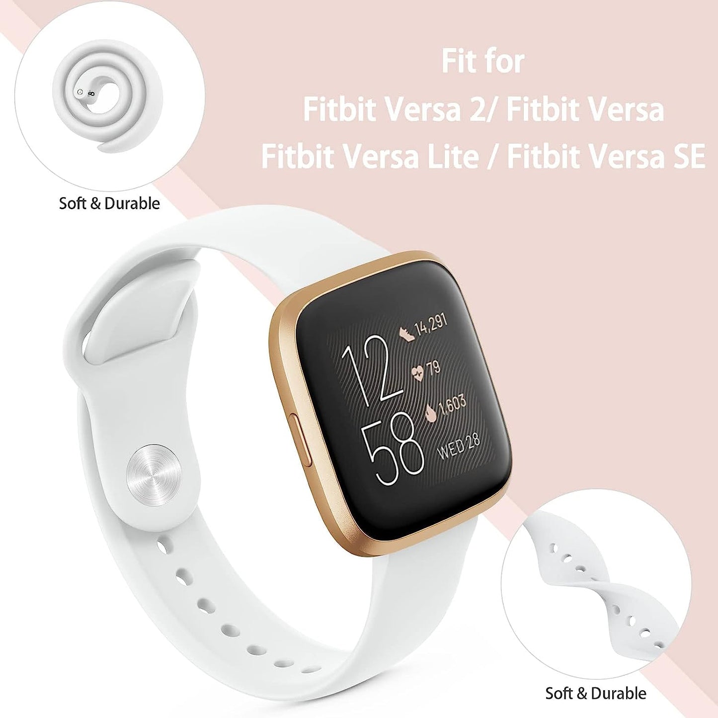 4 Pack Bands for Fitbit Versa 2 / Fitbit Versa/Fitbit Versa Se/Fitbit Versa Lite Bands for Women Men, Soft Silicone Replacement Bands for Fitbit Versa 2  Meliya   