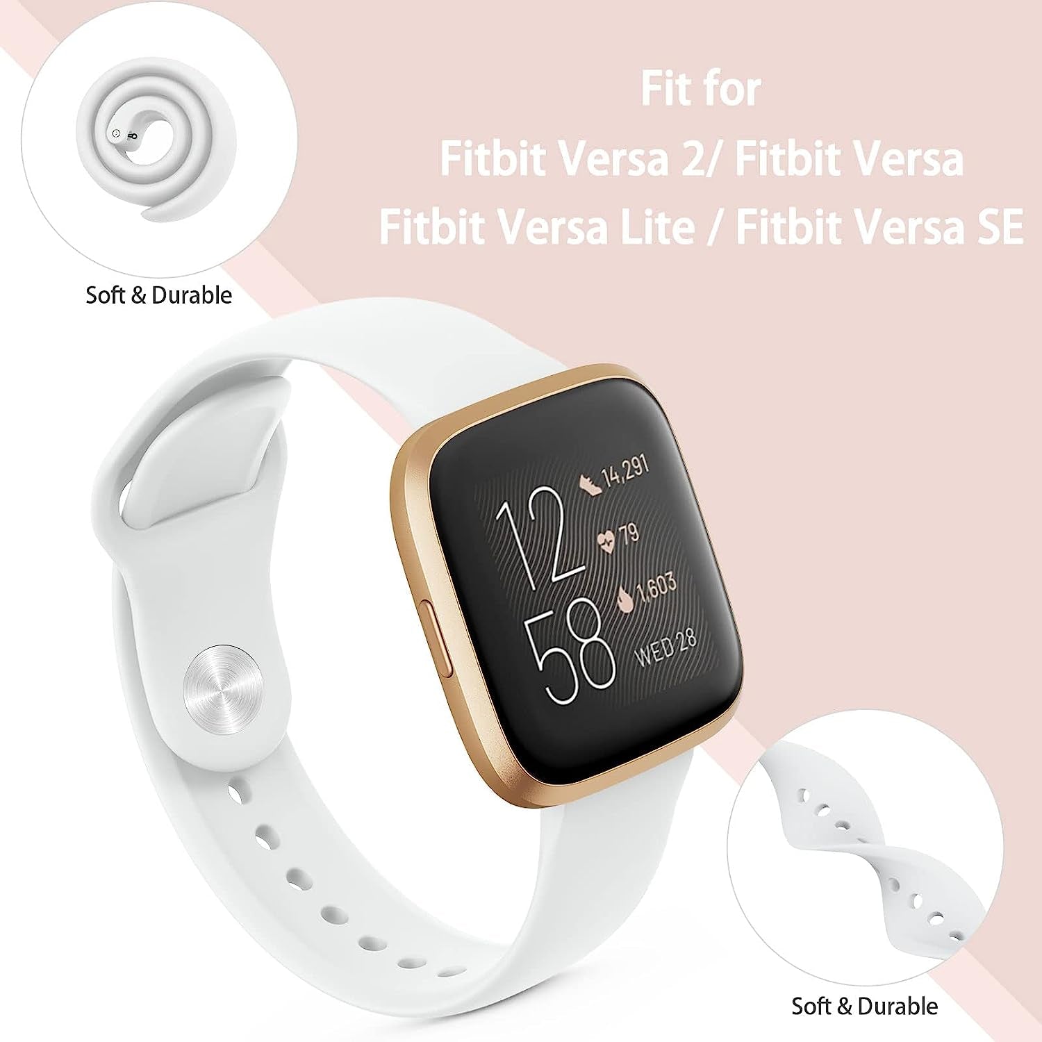 4 Pack Bands for Fitbit Versa 2 / Fitbit Versa/Fitbit Versa Se/Fitbit Versa Lite Bands for Women Men, Soft Silicone Replacement Bands for Fitbit Versa 2  Meliya   