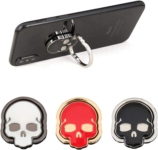 3 Packs Skull Shape Phone Ring Holder in 3 Colors, Dakuan 180° Adjustable Metal Stand Finger Grip Kickstand (Black, White, Red)  DaKuan   
