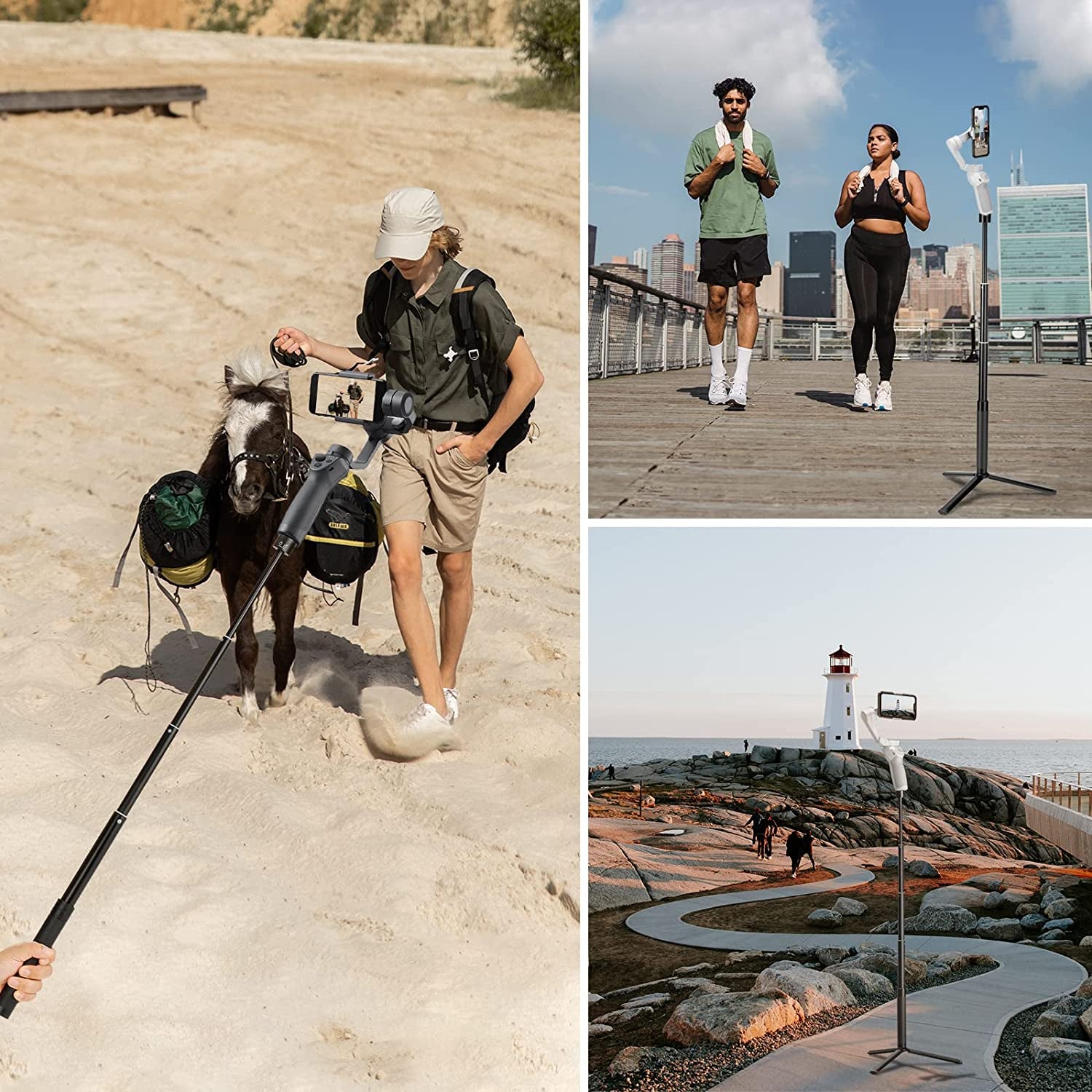 29Inch Extension Selfie Tripod Mount Kit for DJI Moza ZHIYUN Smartphone Gimbal Stabilizer for Iphone 14 13 12 Pro Max, Extendable Selfie Stick Foldable Pole Photography Setup  YILIWIT   