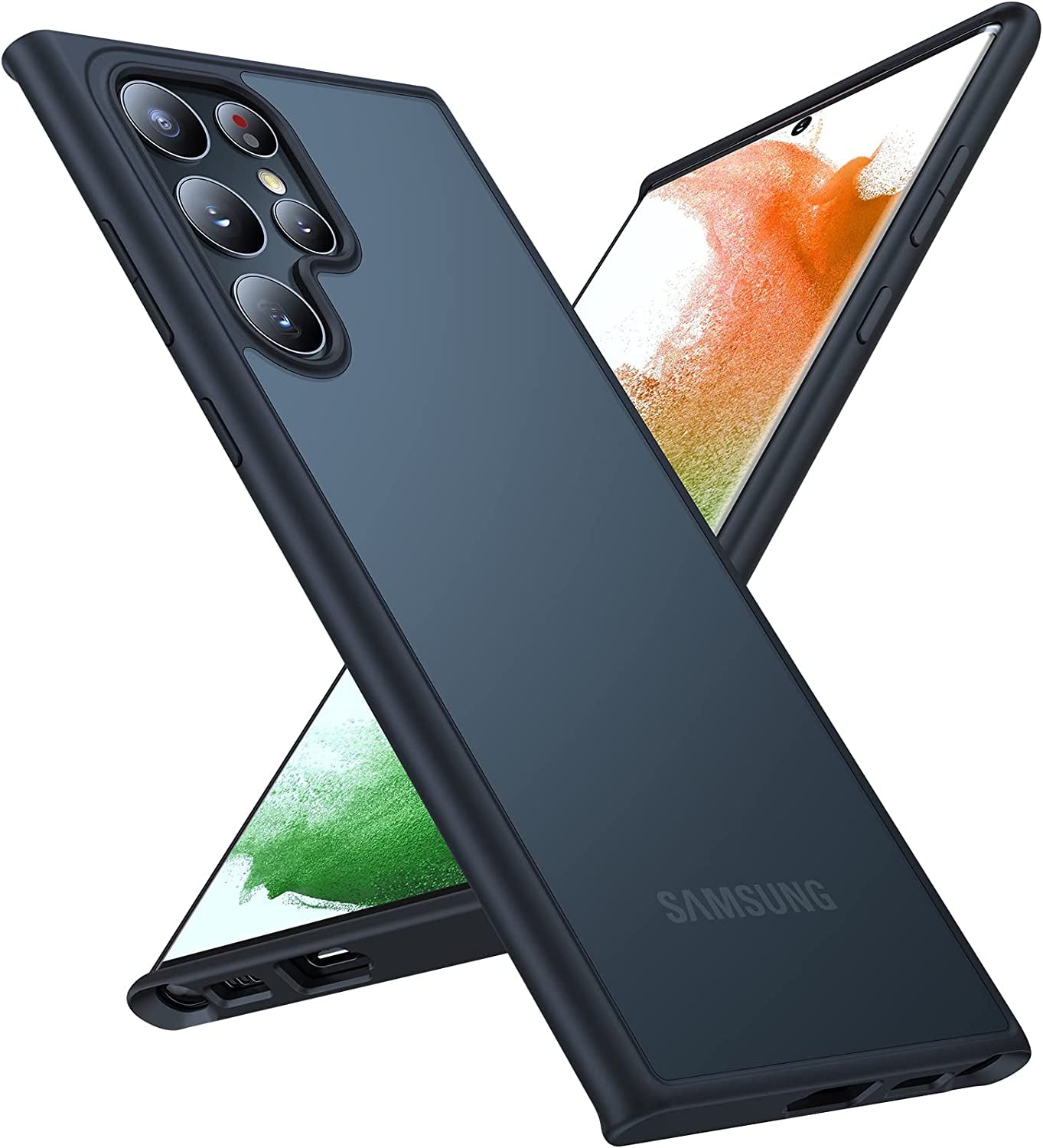 TORRAS Shockproof Designed for Samsung Galaxy S23 plus Case(Only), [Military Grade Drop Tested] Translucent Slim Protective Matte Phone Case for Samsung S23 plus Case 5G Guardian,Navy Blue  TORRAS Phantom Black Galaxy S22 Ultra 