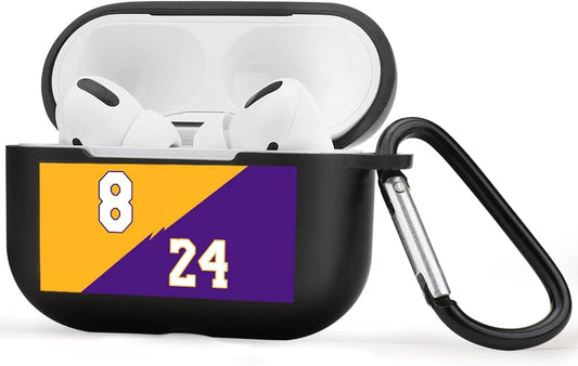 Jusy 8&24 Basketball Jersey Case for Airpods Pro Case with Keychain Clip Accessories, Silicone Skin Protective Cover for Airpods Pro Charging Case MB Spirit Inheritance for Fans  Jusy   