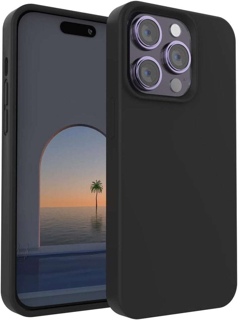 SOH Iphone 14 Pro Silicone Case 6.1 Inch Full-Body Shockproof Case with Ultra-Thin Inner Lining Compatible with Apple Iphone 14 Pro (Elegant Purple)  SOH Mingying Black  