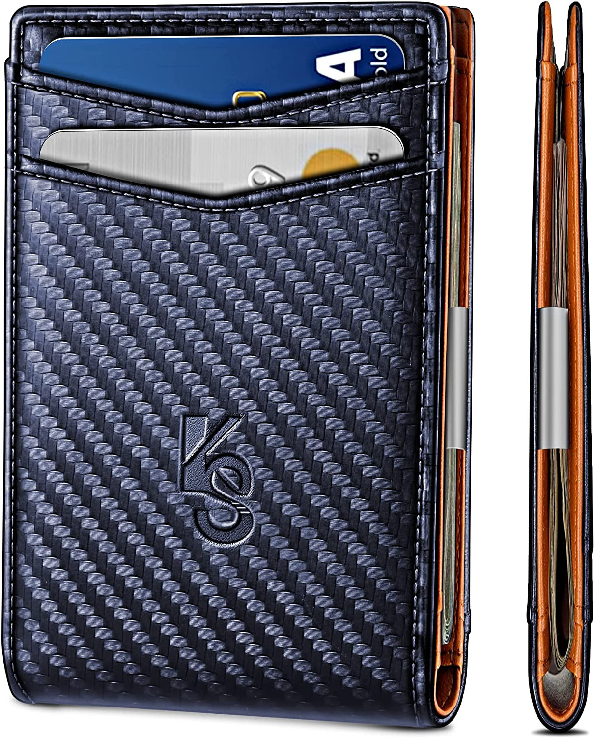 KEMISANT Mens Wallet for Airtag or Standard Use, Slim Front Pocket Wallet 11 Cards RFID Blocking,No Hole  KEMISANT   