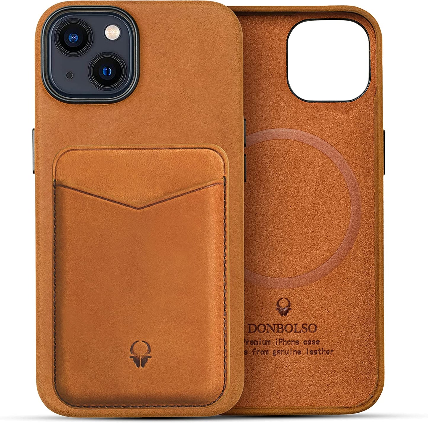 Donbolso Iphone 14 Pro Max Case Leather + Wallet Bundle - Apple Iphone Case in Vintage Black - Compatible with Magsafe - Lip Screen Protection - Elegant Leather Soft Grip - Strong Magnetic Phone Cases  DONBOLSO Vintage Brown iPhone 13 Case + Wallet 