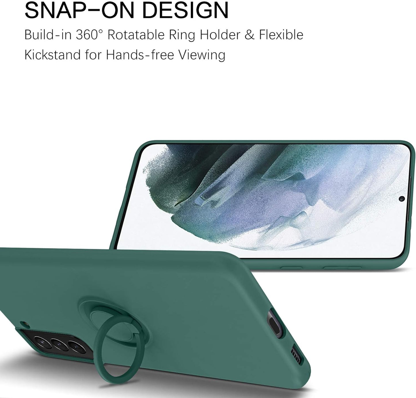BENTOBEN Compatible with Samsung Galaxy S21 plus Case, Slim Silicone Soft Rubber with 360° Ring Holder Kickstand Car Mount Supported Protective Cases for Samsung Galaxy S21+ plus 6.7", Midnight Green  BENTOBEN   